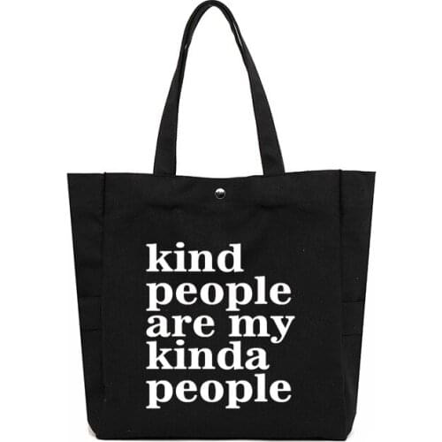 Women Female Tote Bag Gift for Friends Kind People Letters Printed Christian Bag Book Bag Work Bag Large Capacity