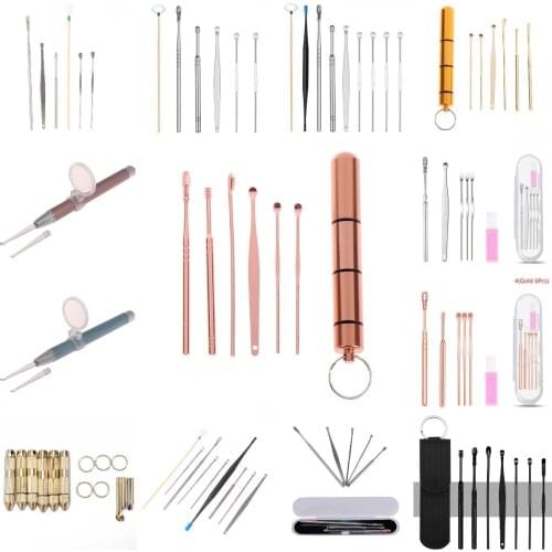 1Set Stainless Steel Spiral Ear Pick Spoon Multifunction Portable Ear Pick Ear Wax Removal Cleaner Ear Care Beauty Tools