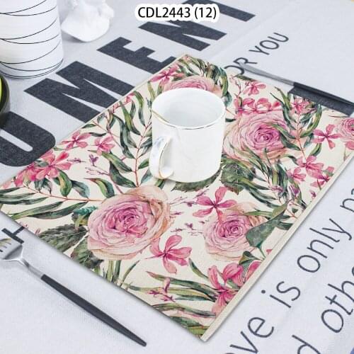 1 Pcs Flower Peony Pattern Plant Printing Napkin Cloth Home Decoration Table Mat Cloth Tea Towel Coaster 42*32 Servilletas Tela