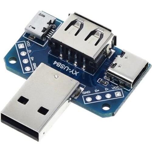 1 PCS USB adapter board male to female micro Type-C 4P 2.54mm straight plug USB4