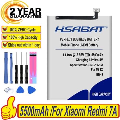 100% Original HSABAT 5500mAh BN49 Battery For Xiaomi Redmi 7A Smart phone