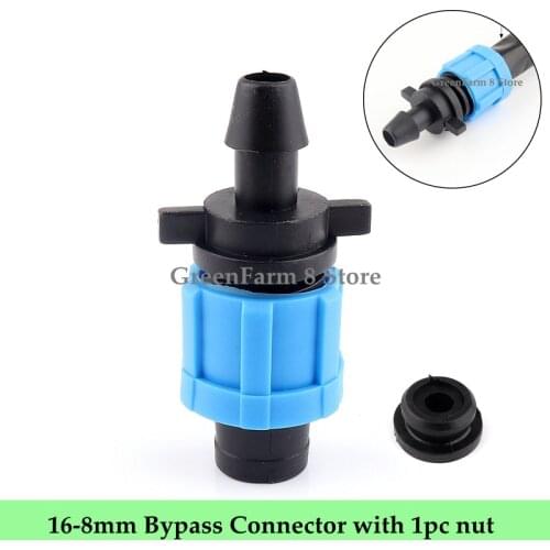 2~50pcs 16mm To 8mm Micro Irrigation Drip Bypass Connector Greenhouse Watering Patch Tape Hose Bypass Connector with Rubber Nuts