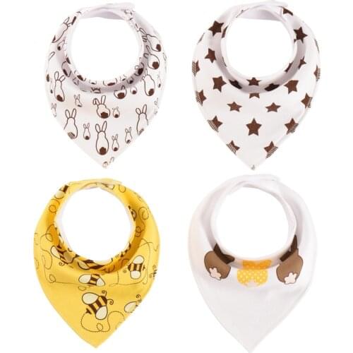 4 Pieces New Baby Bibs Boy And Girl Burp Cloths Bandana Bibs Baby Bandana Infant Kids Waterproof Dribble Bib Towels