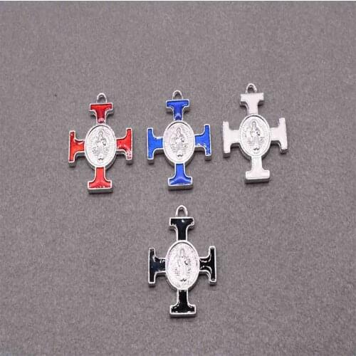 4 colors religious christian jewelry cross pendant saint benedict crucifix pendant necklace