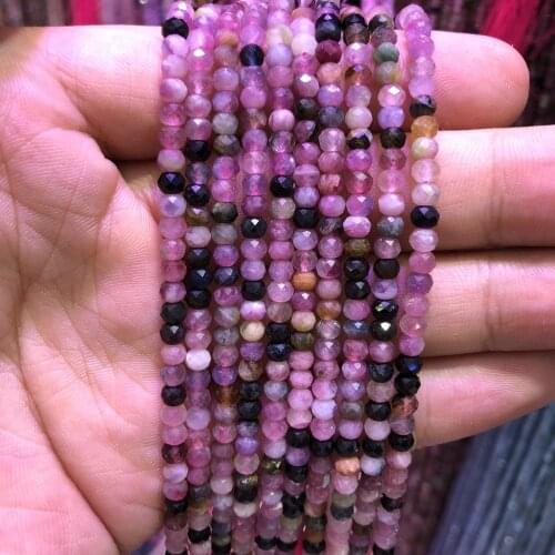 5 strings Lot Natural Multi Tourmaline Facted Beads,Faceted Roundel Tiny Spacer Gem Beads,Size approx 3x4mm 15.5"/str