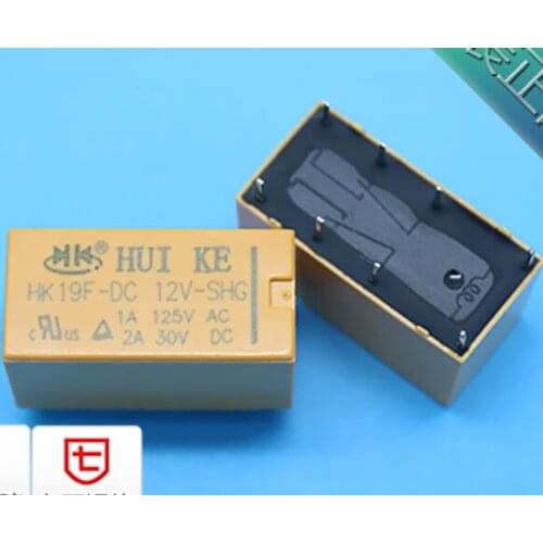 5pcs SHG 12vdc Coil DPDT 8 Pin 2NO 2NC Mini Power Relays PCB Type HUI KE HK19F