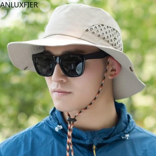 B-8272 Mens Fishing Sun Hat Wide Brim Mountaineering Sun Hat Summer Outdoor Helmet Sun Cap Fishermans Hat