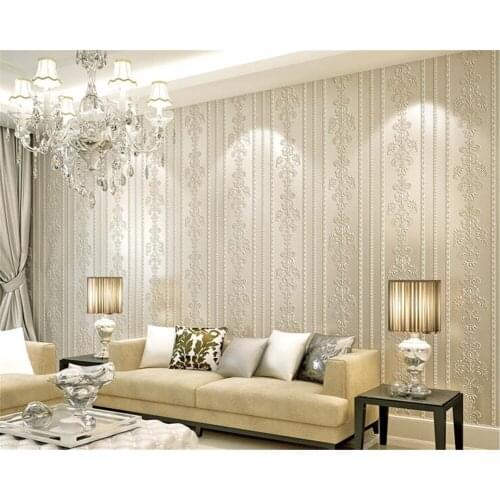 Beibehang Modern warm and simple non-woven 3d wallpaper stereo vertical stripes classic bedroom background wall papel de parede