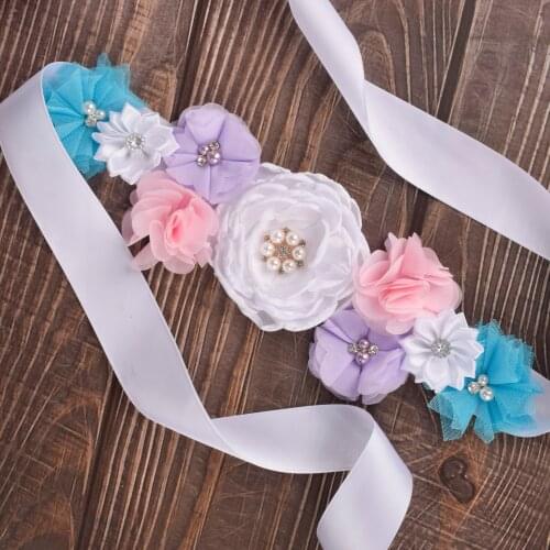 White/pink Fashion Maternity Sash Pregnancy Belly Belt Photo Props Gift Baby Shower Party Belt Flower Girl Wedding Sash