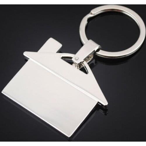 1pc Chrome Metal House Shape Keyring Shiny Key Ring Chain Lover Wedding Gift Car Keyfod Brand New Fashion