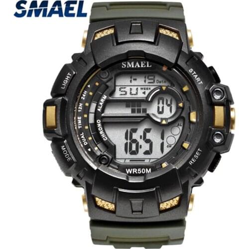 SMAEL Fashion Casual Sport Mens Watches Top Brand Luxury Big Dial Digital Watch Men Waterproof Military Watch Relogio Masculino