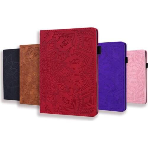 Flower Pattern Tablet Cover Samsung Tab A10.1 2019 SM-T510 T515 Case Flip Faux Leather Card Clip Tablet Stand Protective Cover
