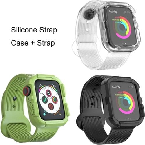For Apple Watch 1 2 3 4 5 6 Se Watch Wristband TPU Case Transparent One-Piece Strap Silica Gel 38mm 40mm 42mm 44mm