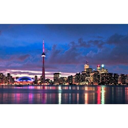 Diy 5D Diamond Painting Toronto skyline at night Full square round diamond Cross Stitch Mosaic Rhinestone Home DecorationZP-954