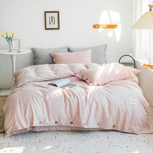 Home Duvet Cover Set with Buttons Closure Twin Queen King size 100% Cotton 4Pcs Solid Luxurious Soft Bedding set Bed Sheet
