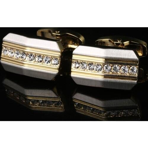 Elegant Golden Crystal Cufflinks Cuff Link Cuff Button Business Style Wedding/Party Gift Mens Fashion Jewelry Accessory 5pairs