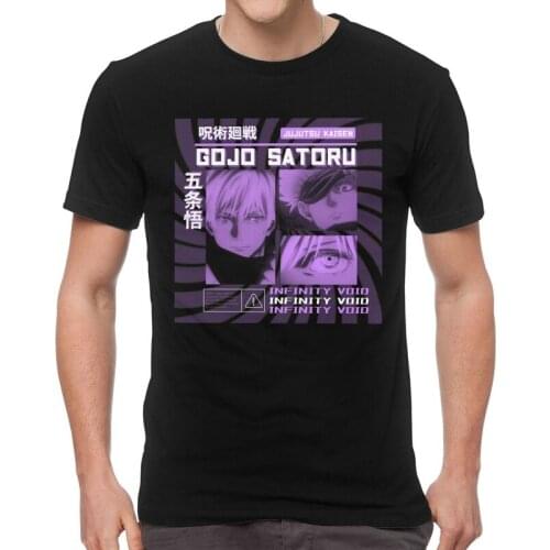 Satoru Gojo Jujutsu Kaisen T Shirt for Men Cotton Print T-shirts Fashion Tshirt Short Sleeve Anime Manga Tee Top