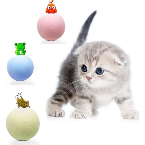Cat Gravity Ball Interactive Toys Touch Sounding Animal Calling Interactive Squeak Cute Kitten Play with Catnip Pet Supplies