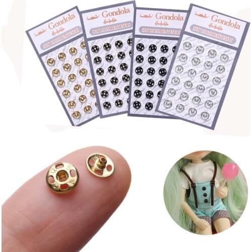 48 Pcs Mini Button Buckle for 1/6 Doll DIY Doll Clothes Metal Buckle Invisible Snap Handmade Doll Clothing Sewing Accessories