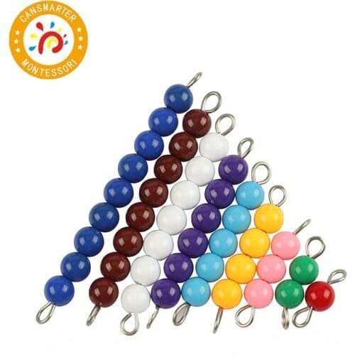 Montessori Math Baby Toy Colorful Beads 1 to 9 Teaching Aids Wood Board Education Preschool Kids