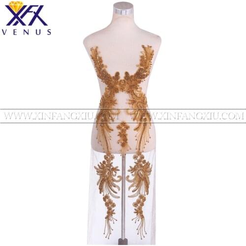 XFXvenus 1 Piece Pretty beads rhinestones patches beaded bodice applique crystals appliqued for wedding dresses DIY Fabric