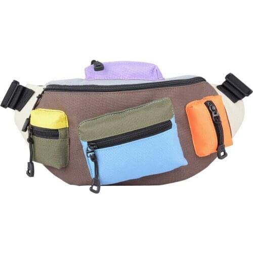 New Creative Chic Hit Color Waist Bag Trendy Oxford Cloth Waterproof Multifunction Waist Bag Outdoor Sports Running Waist Bag