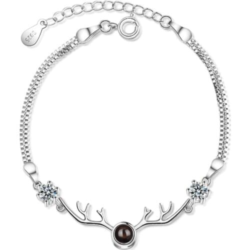 New literary creative fashion wild antlers romantic sweet projection female models silver plated bracelets JO021