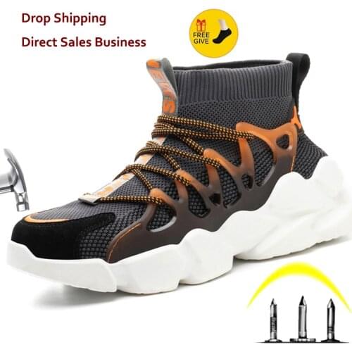 New Safety Shoes Men Indestructible Sneakers Socks Shoes Work Boots Puncture Proof Work Sneakers Safety Boots Steel Toe Shoes