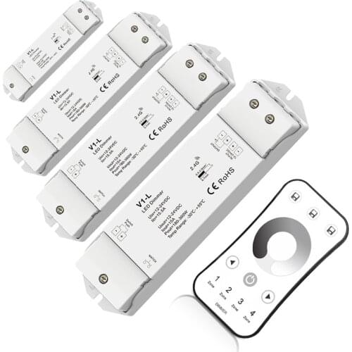 New Led Strip Dimmer 12V/24V 15A Output Receiver 4 Zone R6 Wireless RF Touch Remote 3528 5050 Single Color String Dim Control