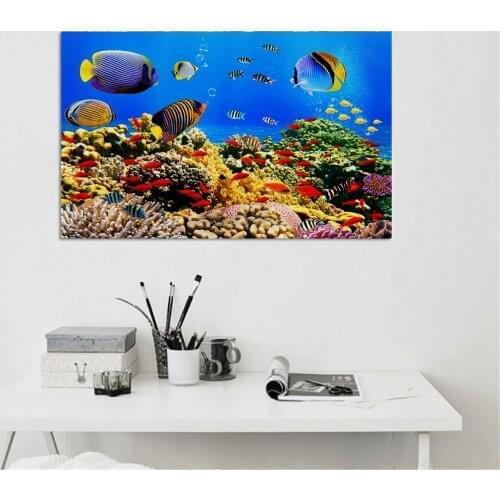 Seabed Sea Floor Sea Bottom Fish Corals Canvas Painting Poster Cloth Fabric Wall Art Poster for Living Room Home Decoration