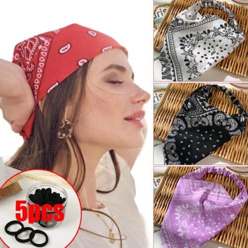 New Fashion Womens Bag Headscarf Headband Elastic Wild Hair Scarf Simple Wide Version Elastic Headband Headband Triangle Scarf