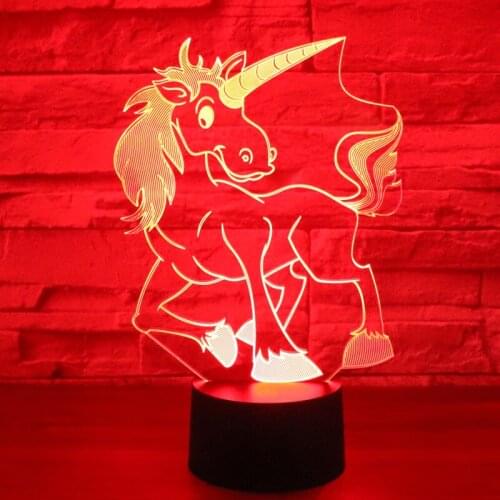 MYDKDJL 3D LED Night Light for Dynamic Unicorn with 7 Colors Light for Home Decoration Lamp Amazing Visualization Optical