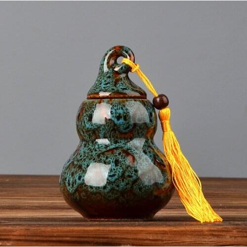 Pet Ashes Urn Ceramics Variable Glaze Gourd Urns Cremation Ashes Holder For Pet Burial At Home Memorial For Pet Pass Away