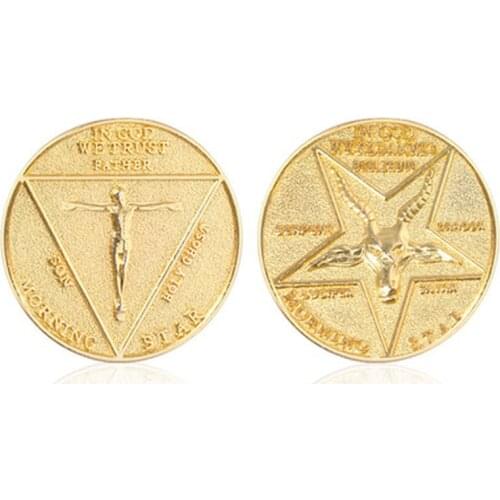 Lucifer Morningstar Satanic Commemorative Coin Pentecostal Star Badge Popular Halloween Metal Accessories Prop Coin Cosplay