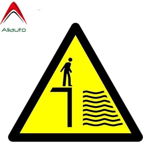 Aliauto Funny Car Sticker Creative Danger Deep Water Accessories PVC Warning Decal for Mercedes Honda Volkswagen,13cm*12cm