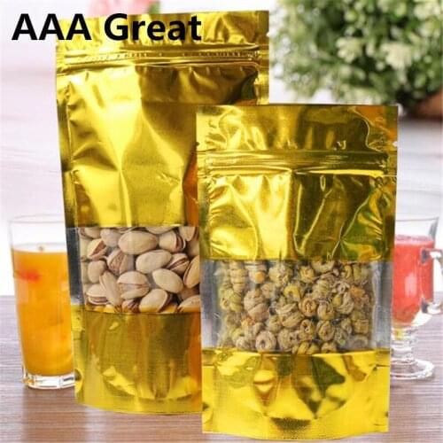 100Pcs/Lot Bag Wedding Birthday Party Window Cookie Candy Gifts Packaging Bags Aluminum Foil Stand Up Pouches Zip Lock