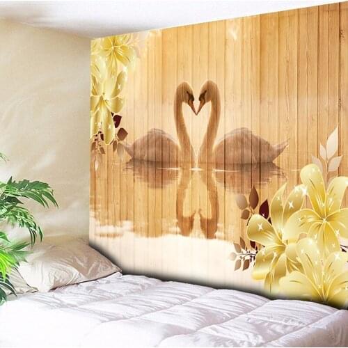 3D Print Large Tapestry Psychedelic Wall Hanging Champagne Gold Mandarin Ducks Wall Carpets Living Room Bedroom Wall Fabric New