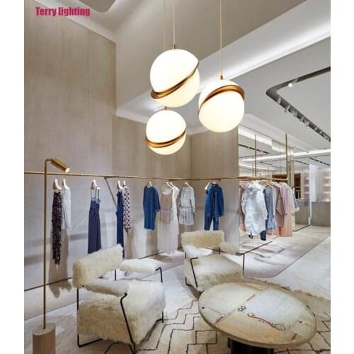 Crescent acrylic chandelier used in clothing store bar bedside table dining room bedroom single head lighting home decoration