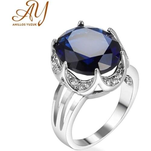 Anillos Yuzuk 925 Sterling Silver Rings For Women Blue Sapphire Gemstone Wedding Birthstone Party Gift Fine Jewelry