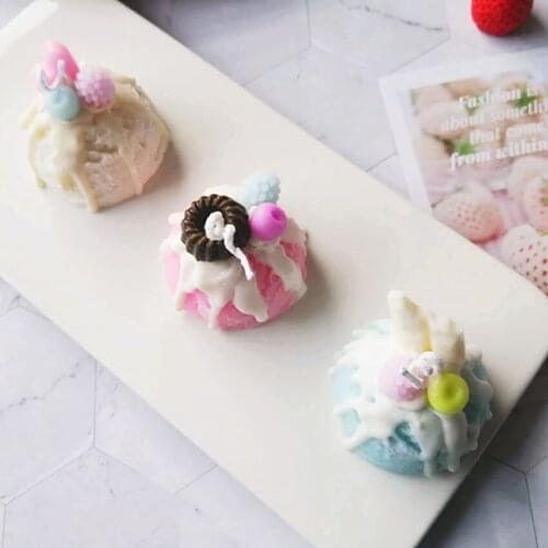 Snowball Ice Cream Scented Candles Cute Birthday Candles for Dessert Cake Topper Decoration, Flameless Mini Candle, 3 Colors