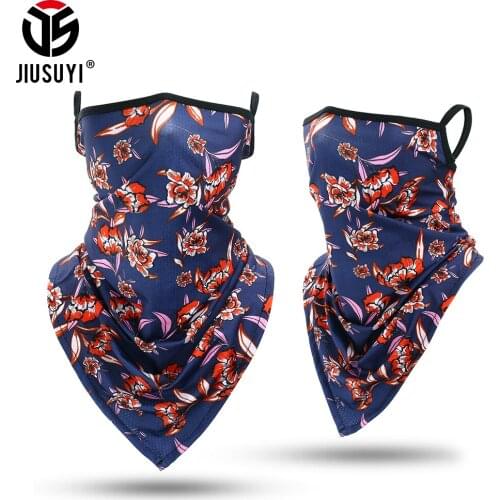 Summer Ice Silk Printed Bandana Breathable Sunscreen Dustproof Triangle Scarf Cycling Face Neck Cover Tube Scarves Women Men
