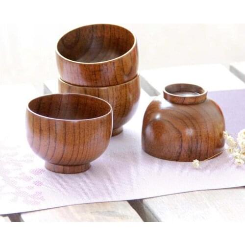 Wooden Bowl Creative Home Kitchen Tableware Original Soup Salad Rice Noodles Bowls Food Container Wood Eating Bowl 6.7X11CM