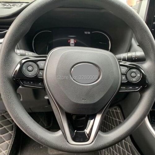 For Toyota RAV4 Corolla Levin 2019-2021 Steering Wheel Trim Interior Frame Decoration Cover Car Accessories Plastic Black Chrome