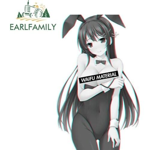 EARLFAMILY 13cm x 8.3cm for Sakurajima Mai Waifu Material Anime Car Stickers Graffiti Decal Trunk Motorcycle Laptop RV JDM VAN