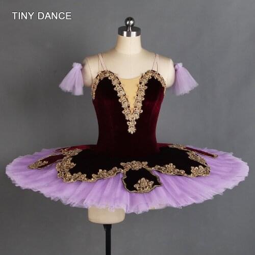 Purple Classical Ballet Tutu Adult Girls Professional Ballet Dance Costume Velvet Bodoice with 7 Layer Platter Tulle Tutu BLL410