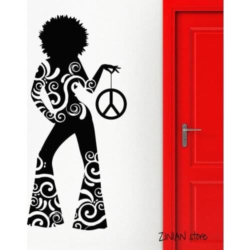 Hot Sexy Girl Wall Decals Hippie Dance Night Club Wall Sticker For Teen Bedroom Vinyl Wallpaper Art Mural Home Decoration H012