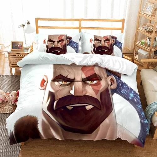 Witcher Bedding Set King Size Kratos Duvet Cover Set for Kids Boys Home Custom Quilt Cover From God Of War Bed Set Bedroom Decor