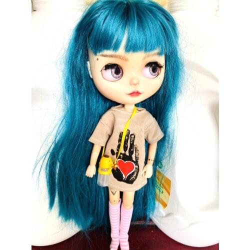 2pcs/set of Barbies/blyth clothes, cartoon print short T-shirt + striped socks, can be used for 1/6 doll accessories