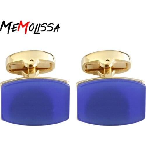 MeMolissa Deep Blue Opals Business Shirt Cufflinks for mens Brand cuff button cuff links High Quality abotoaduras Jewelry
