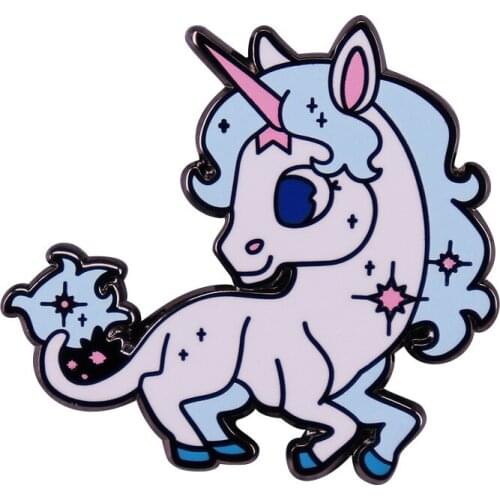 Cute Unicorn Pony Animal Cartoon Metal Enamel Lapel Clothes Coats Badge Brooch Pin Accessories